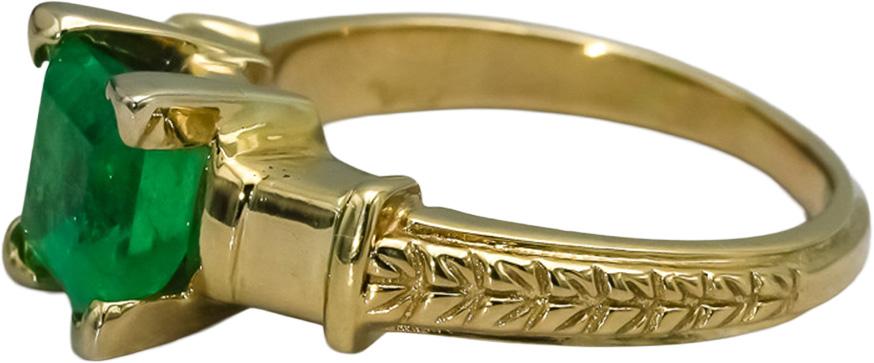 14k Yellow Gold Emerald Solitaire Ring 1.50CT Size 6