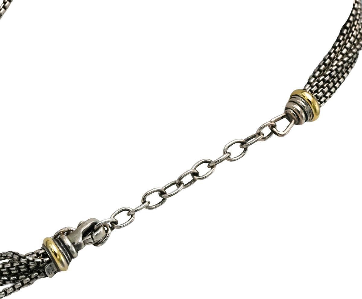 DAVID YURMAN 18k Gold Sterling Silver Gemstone Multistrand Necklace w/ Pouch