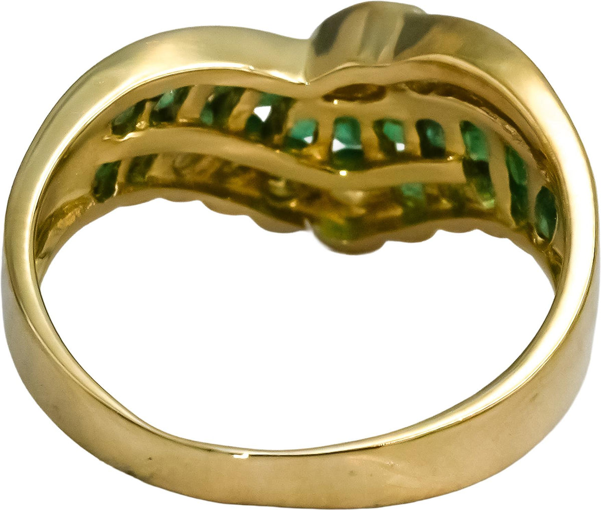 14k Yellow Gold Diamond and Emerald Crown Ring 0.50CT Size 6.25
