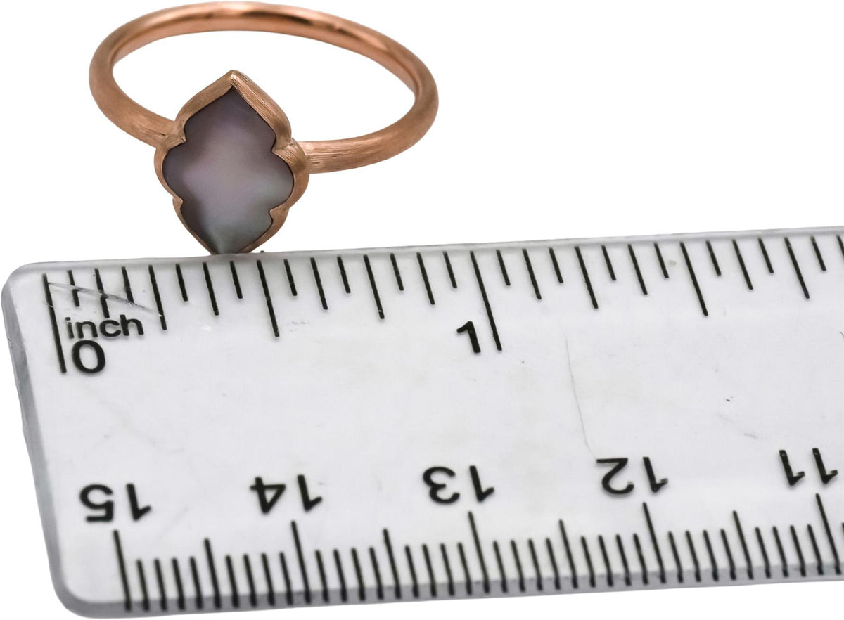 KABANA 14k Rose Gold Mother of Pearl Solitaire Ring Size 7.75
