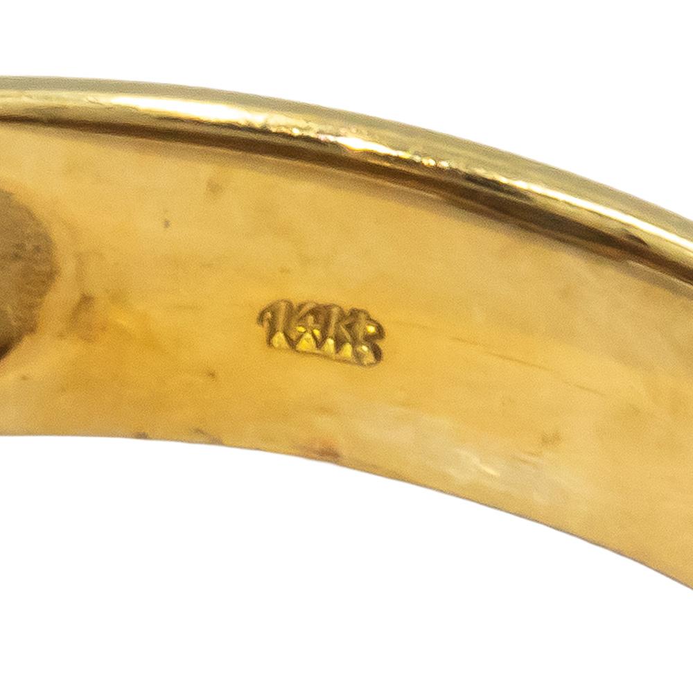 14k Yellow Gold Round Diamond and Sapphire Cocktail Ring 0.12CT Size 7.25