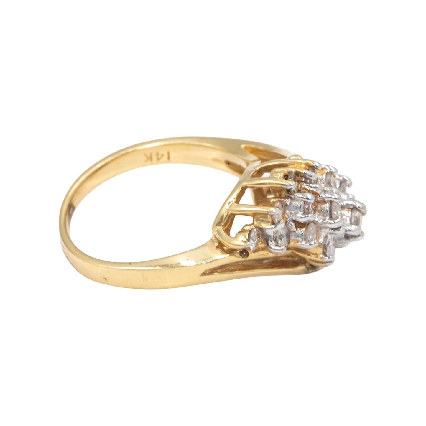 14k Yellow Gold 0.50CT Diamond Cluster Cocktail Ring Size 5.75