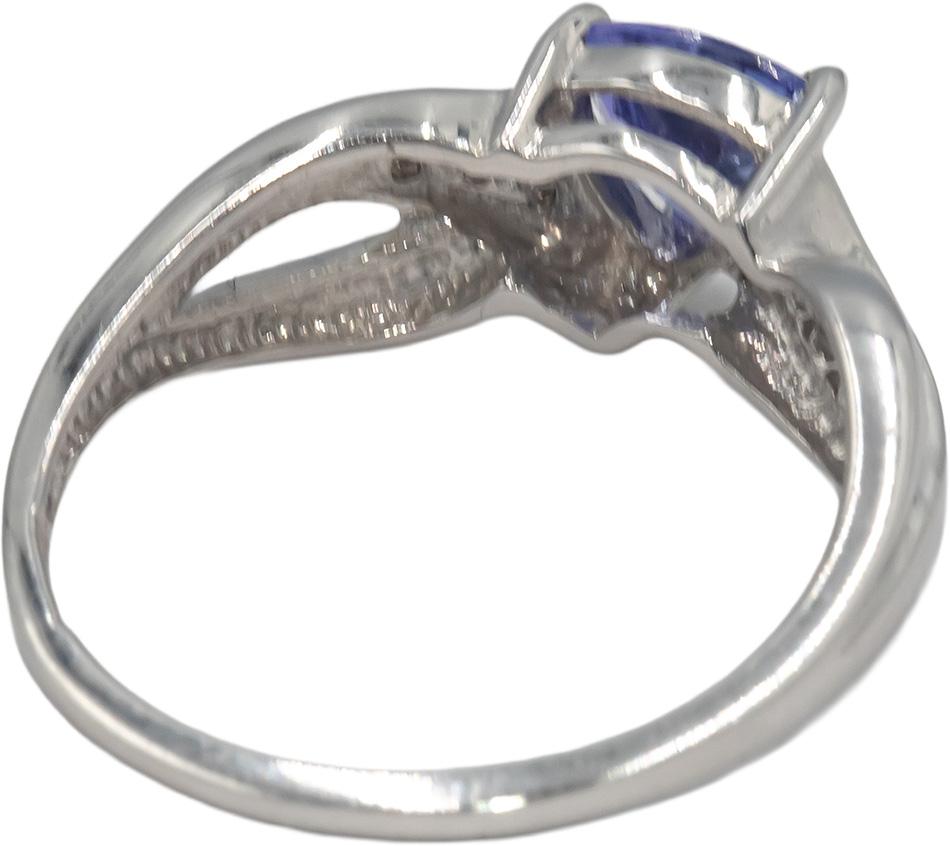 KALATI 14k White Gold 0.56CT Diamond and Tanzanite Cocktail Ring Size 7