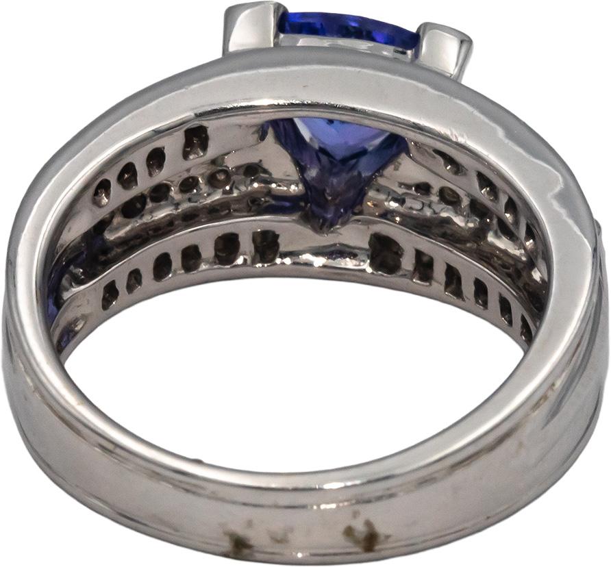KALATI Designer 18k White Gold 2.07CT Diamond and Tanzanite Ring Size 7.25