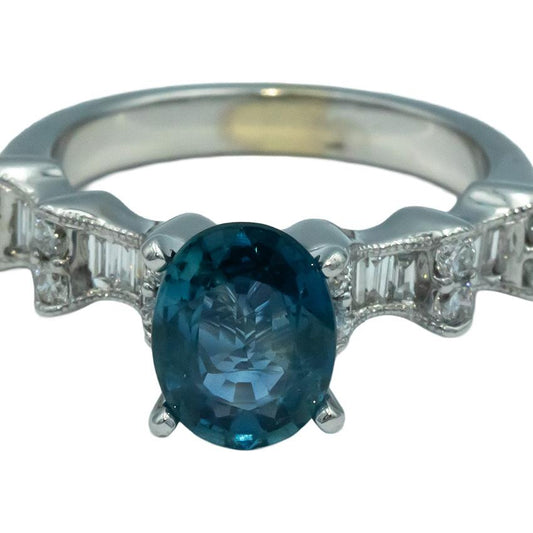 18k White Gold 2.65CT Diamond and Sapphire Engagement Ring Size 6.5