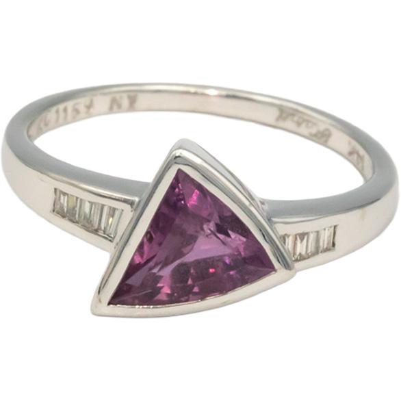 KALATI Designer 14k White Gold 1.60CT Diamond and Pink Sapphire Ring Size 7