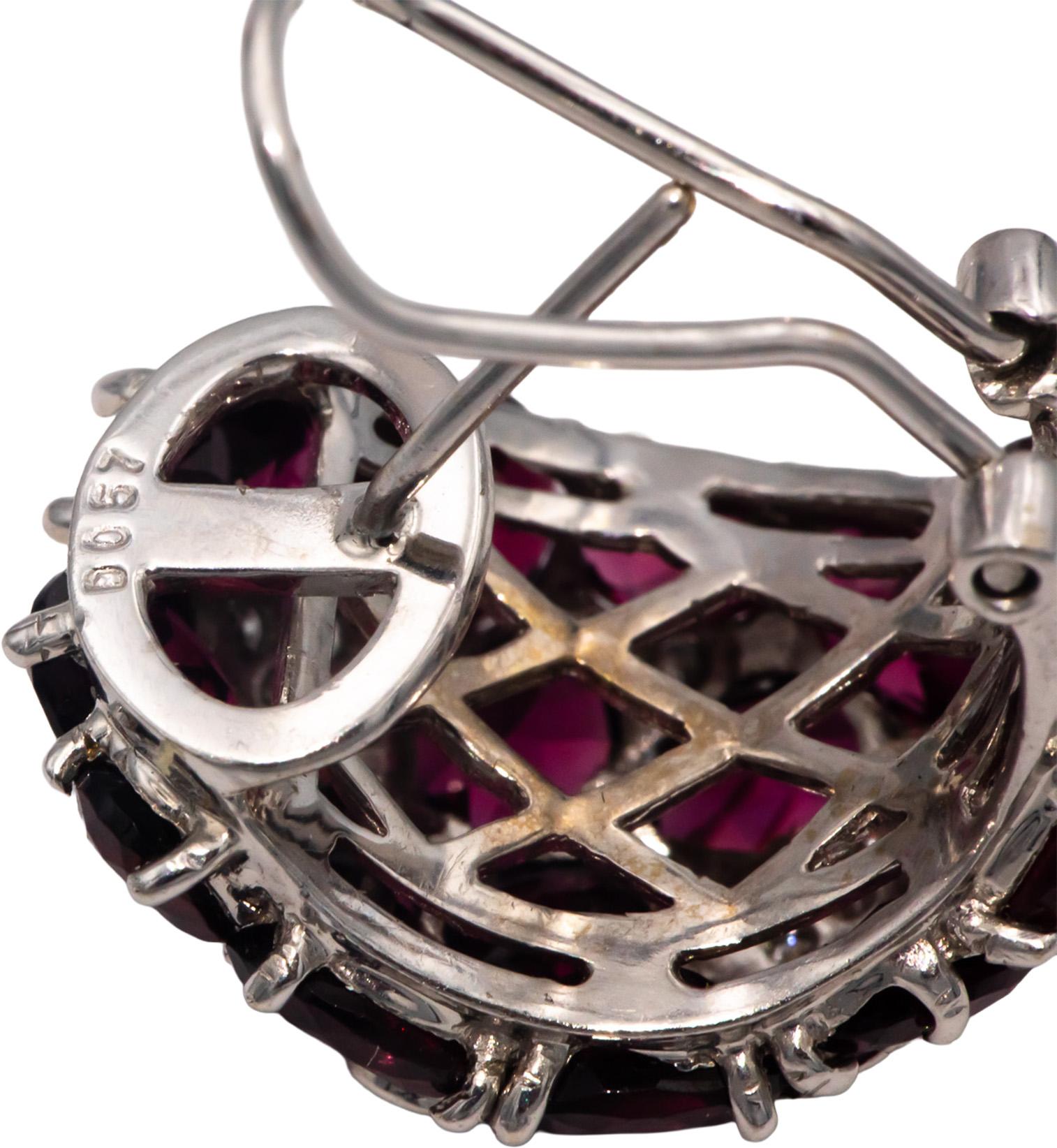 18k White Gold Diamond and Pink Tourmaline Shooting Star Huggie Earrings 9.57CT