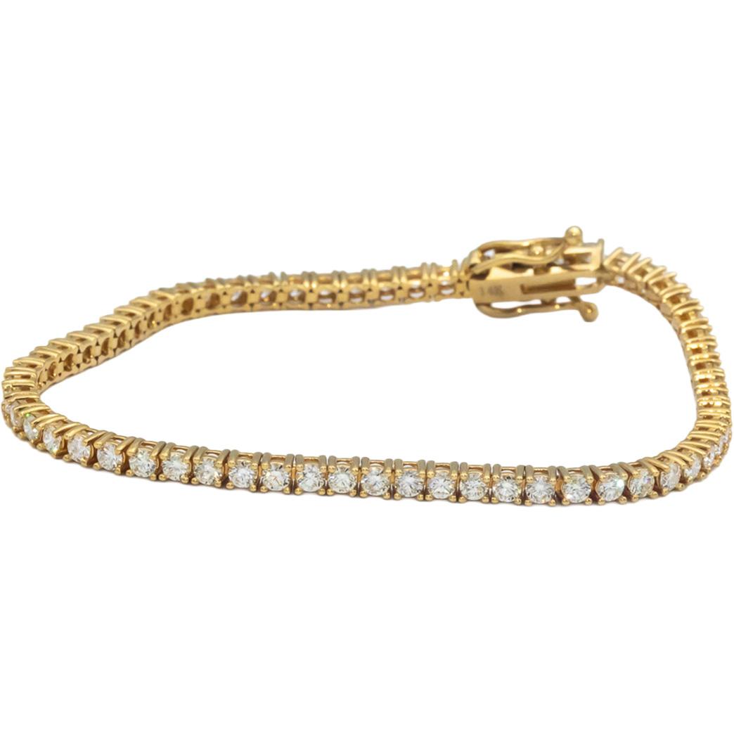 14k Yellow Gold Jewelry Round Diamond Tennis Bracelet 2.95CT