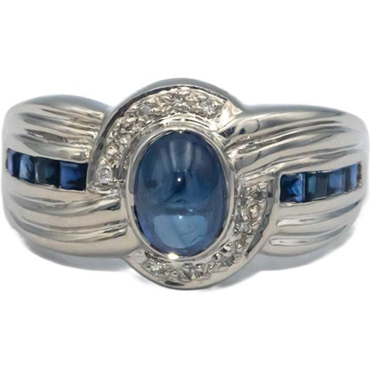 14k White Gold 0.53CT Diamond and Sapphire Cocktail Ring Size 7.25