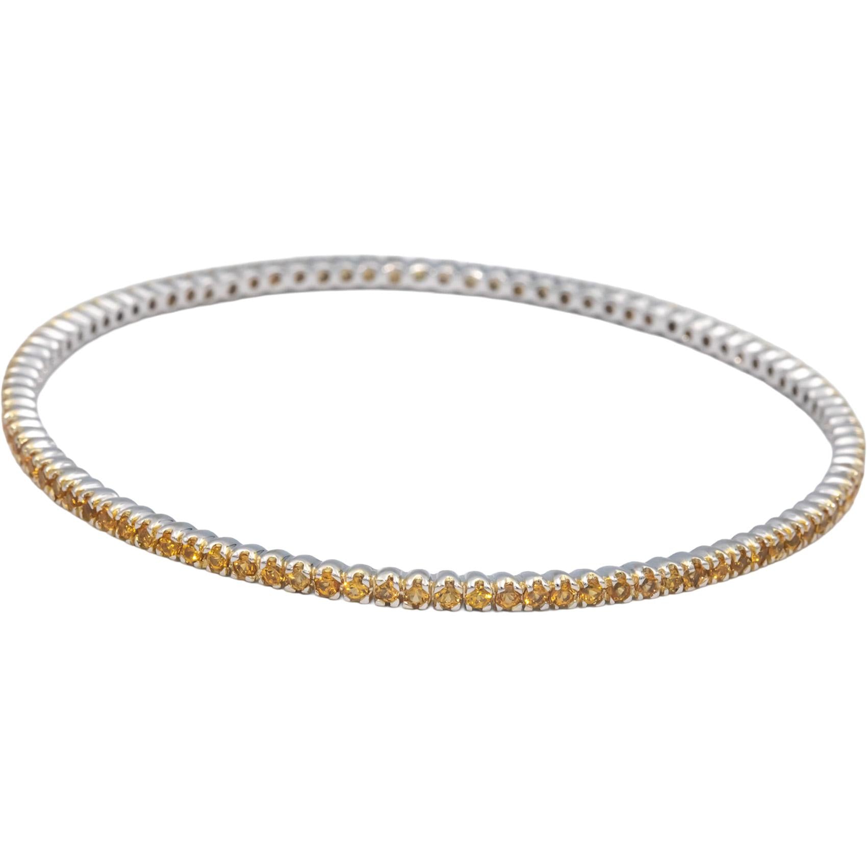 18k White Gold 3.0CT Round Cut Yellow Sapphire Stackable Bangle Bracelet