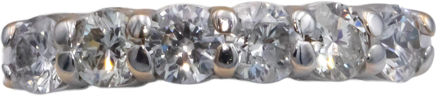 10k White Gold 1.01CT Round Cut Diamond Six Stone Band Ring Size 6.5