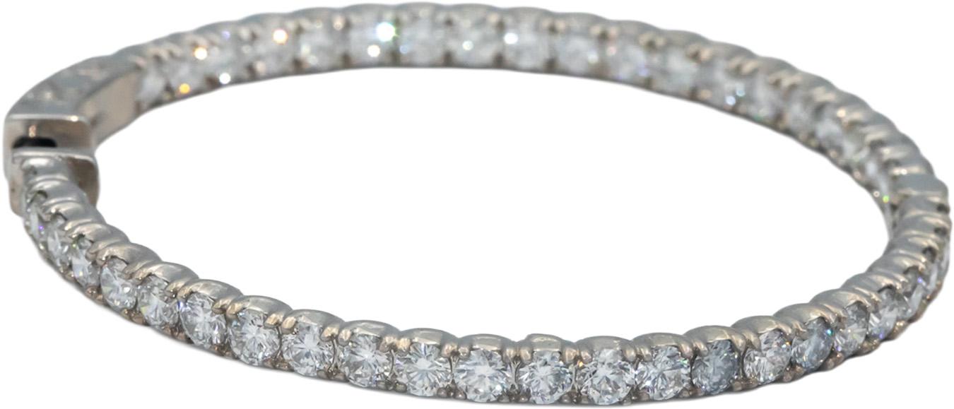 Diamond Round Cut 18k White Gold Inside Out Hoop Earrings 7.21CT