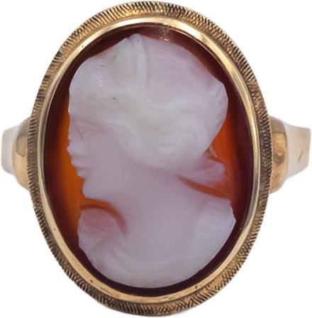 Vintage Antique 10k Yellow Gold Carnelian Cameo Ring Size 5