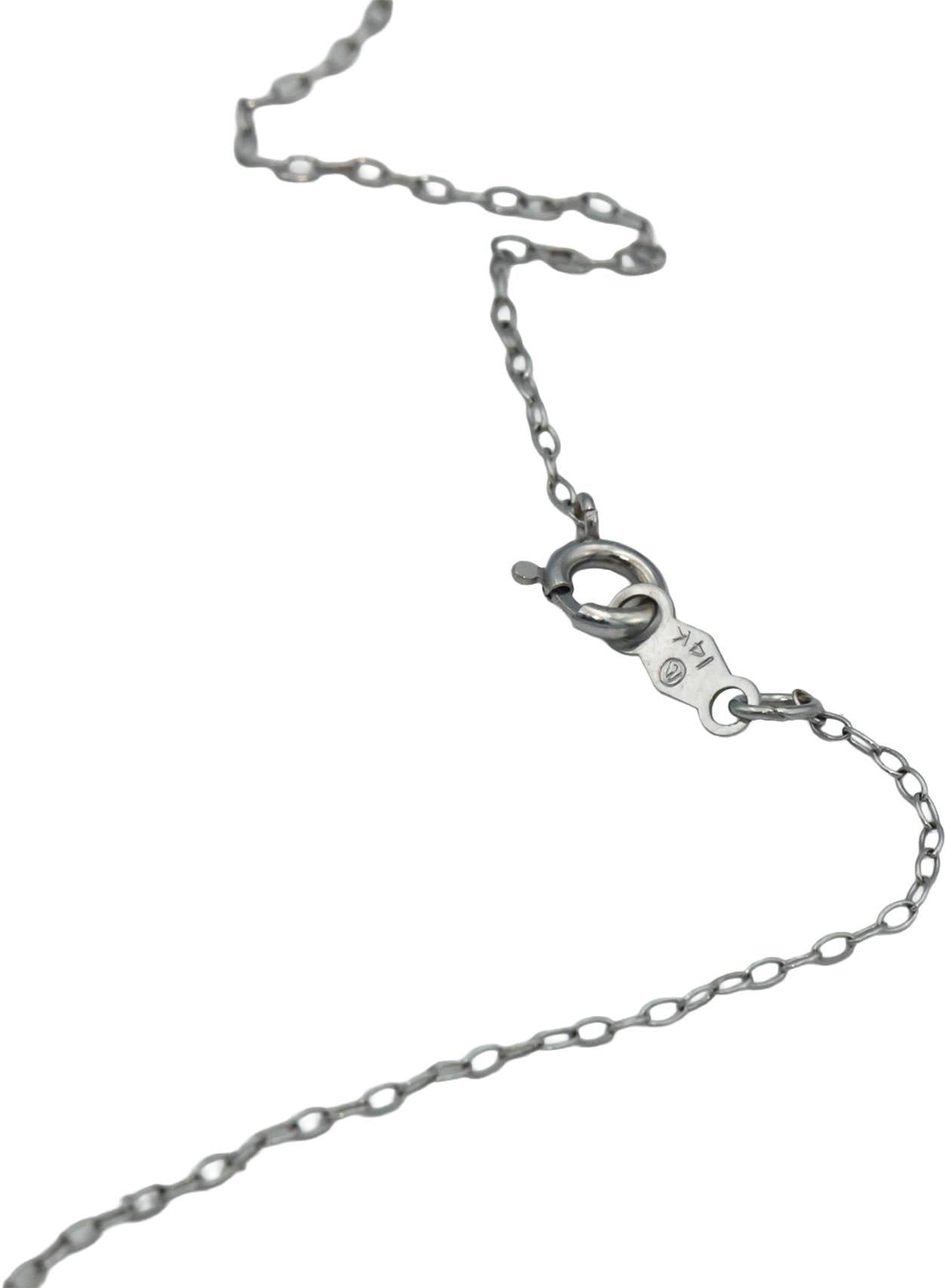 Vintage Antique 14k & 12k White Gold 1.25CT VS Diamond Heart Pendant Necklace