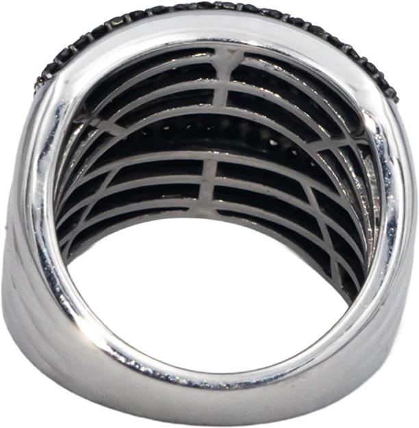 10k White Gold 1.10CT White Brown Black Diamond Wide Band Ring Size 7