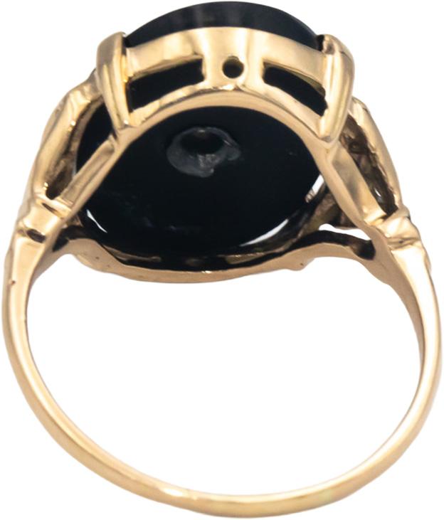 Vintage 10k Yellow Gold 0.01CT Diamond and Onyx Ring Size 8.75