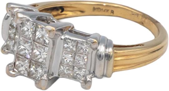 14k Yellow and White Gold 1.0CT Princess Cut Diamond Engagement Ring Size 6.5