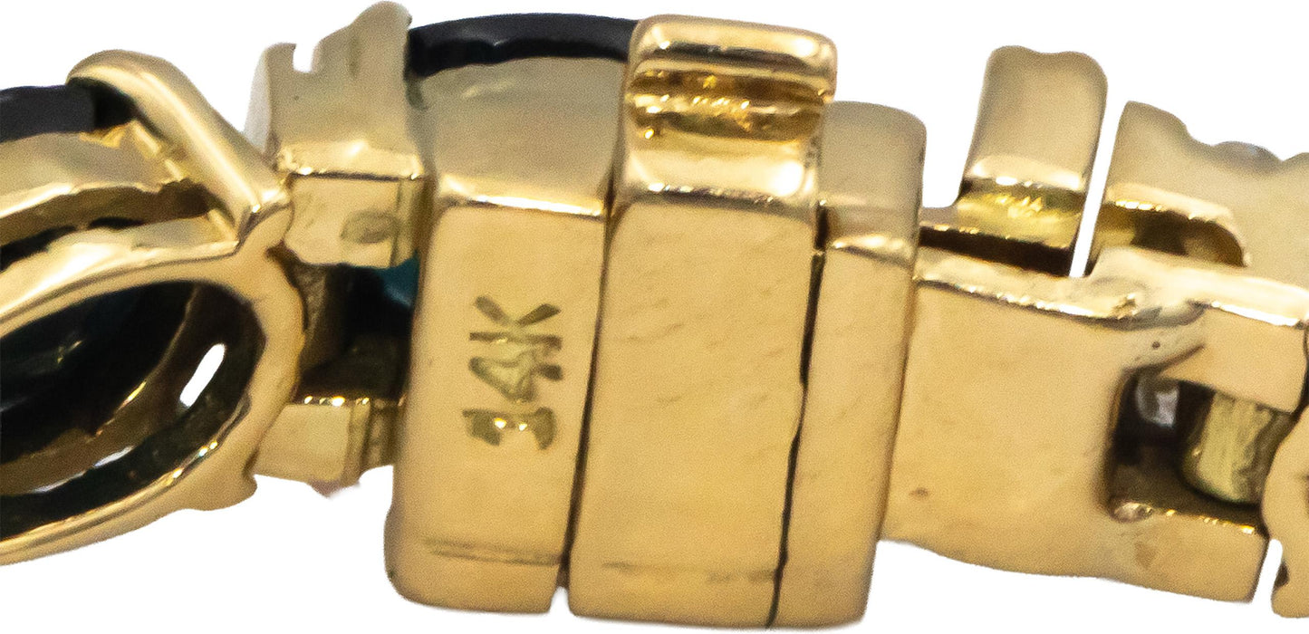 14k Yellow Gold 17.33CT Diamond and Sapphire Line Bracelet