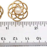 14k Yellow Gold Jewelry 6.2mm Diameter Pearl Stud Swirl Stud Earrings