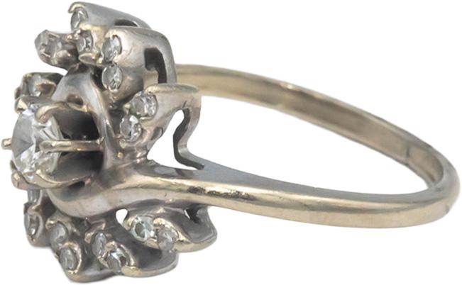 Vintage Antique 14k White Gold Round Diamond Spiral Ring 0.50CT Size 6