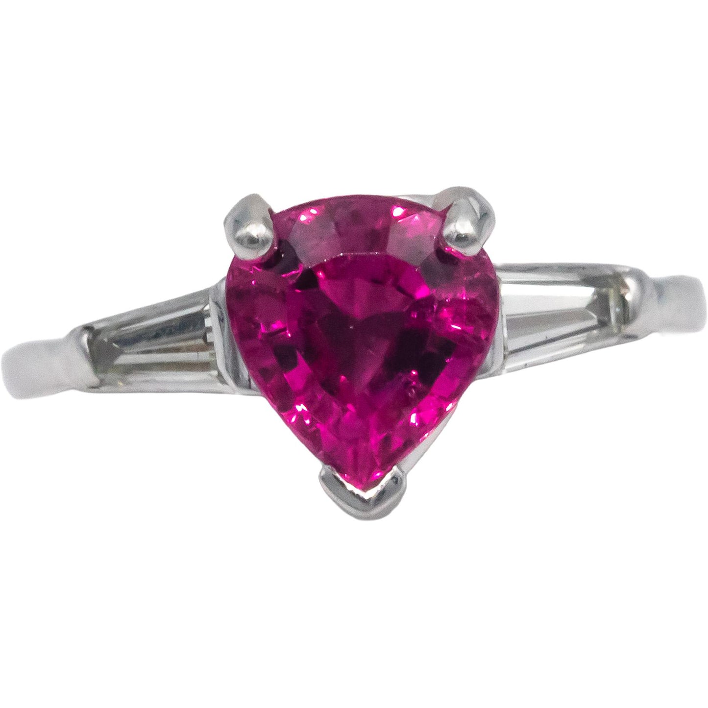 AGL Cert Platinum Jewelry 1.45CT Diamond and Pink Tourmaline Ring Size 5