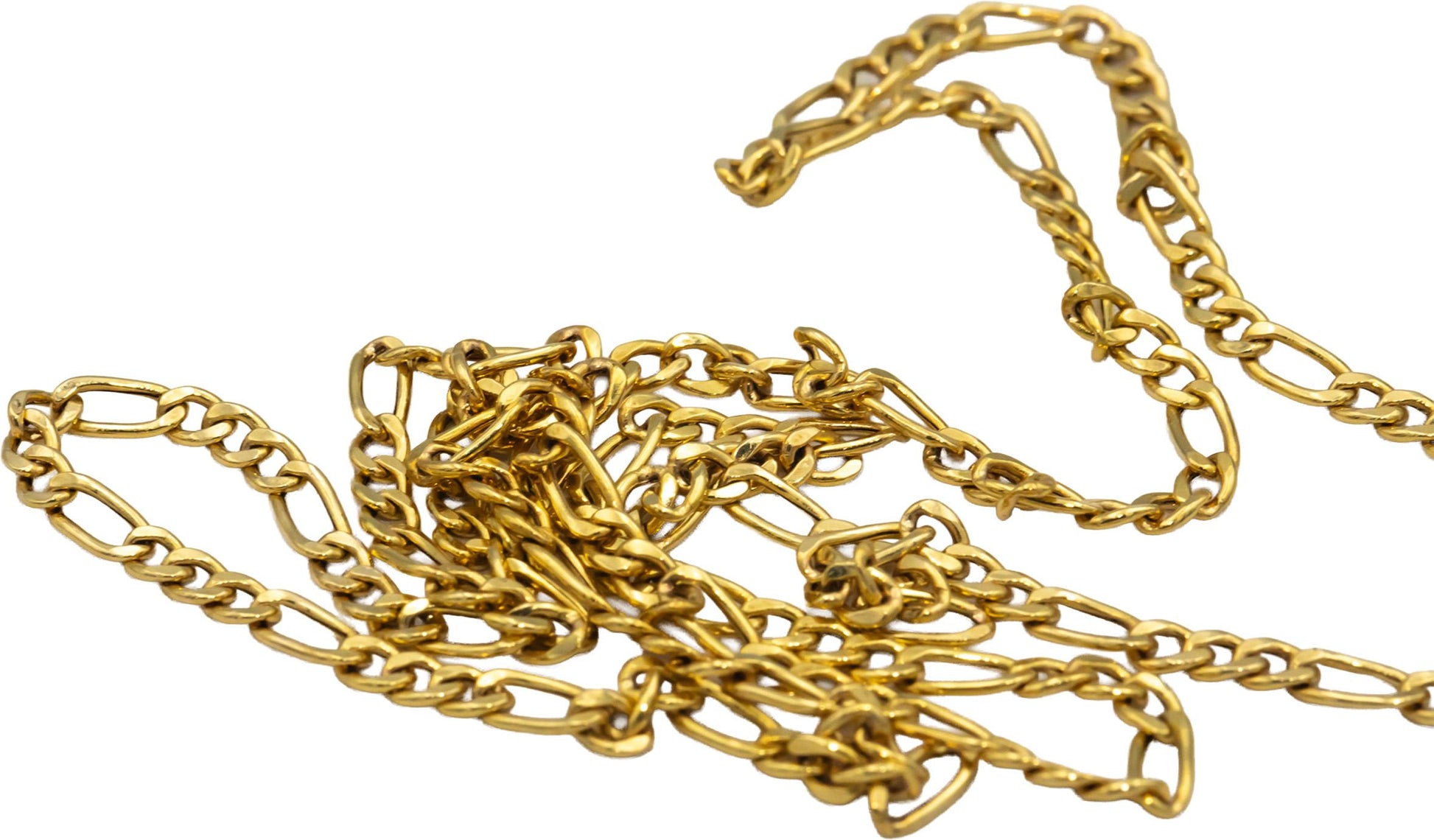 10k Yellow Gold 24" Long Hollow Figaro Link Chain Necklace