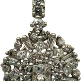 10k White Gold Princess Round Baguette Cluster Dangle Starburst Earrings 1.0CT