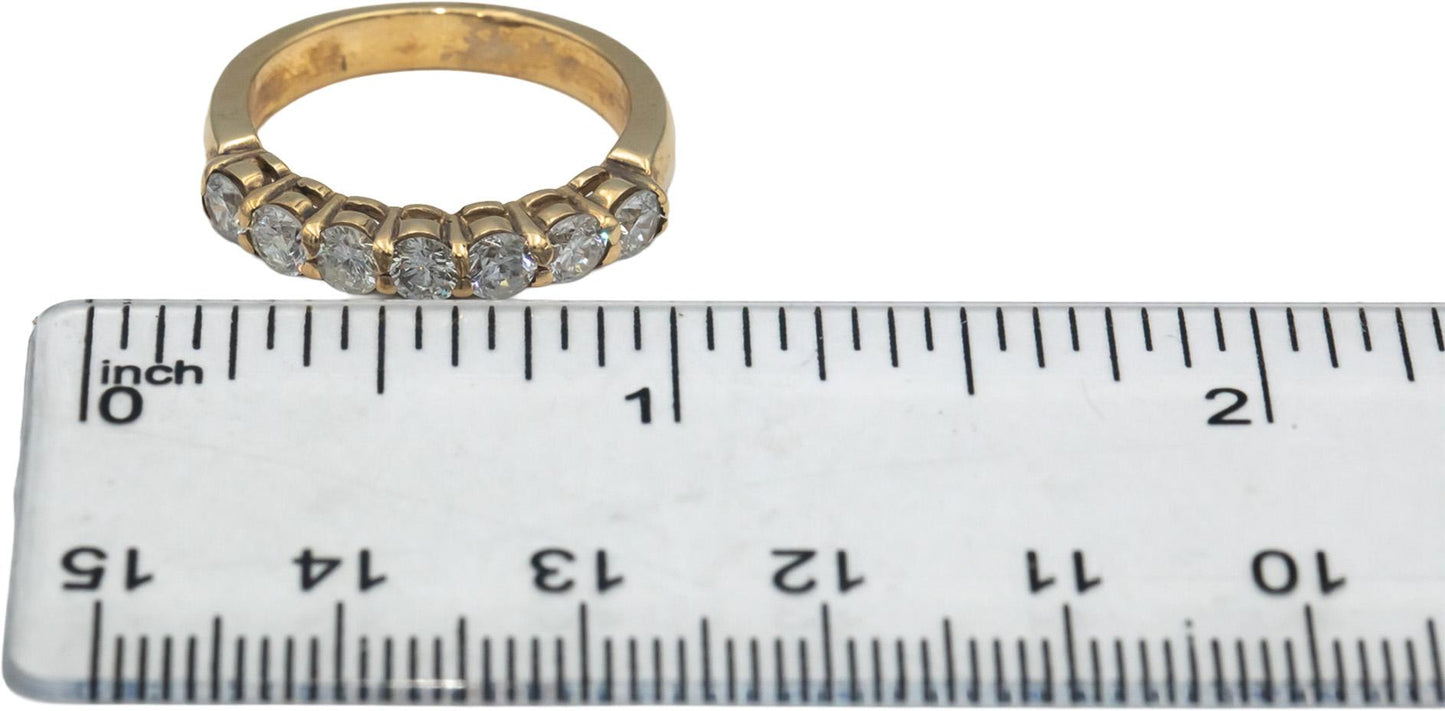 10k Yellow Gold 1.15CT Round Cut Diamond 7-Stone Band Ring Size 6.75
