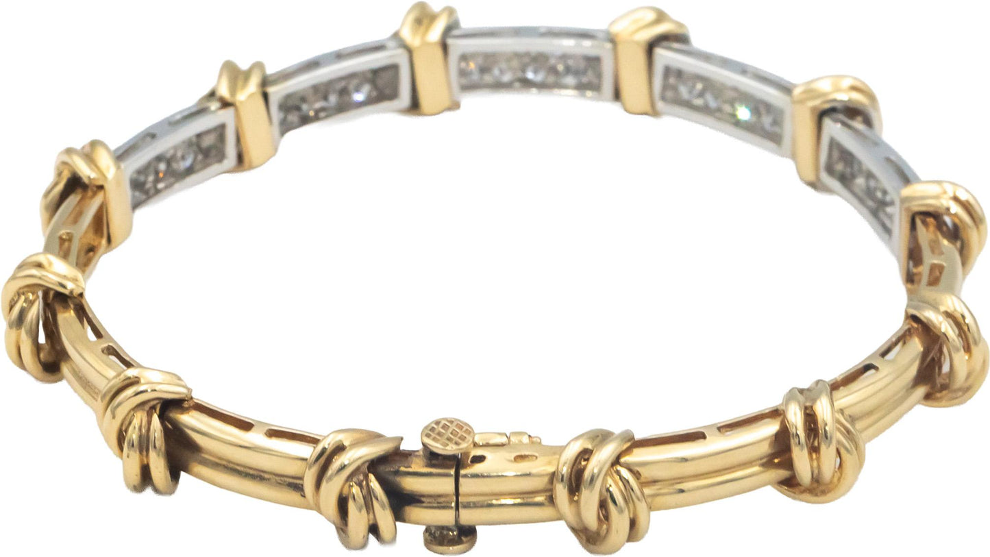 14k White & Yellow Gold VS Diamond Fancy Link Bracelet 1.15CT