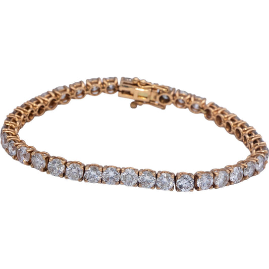 Diamond 18k Rose Gold Round Cut Tennis Bracelet 13.49CT