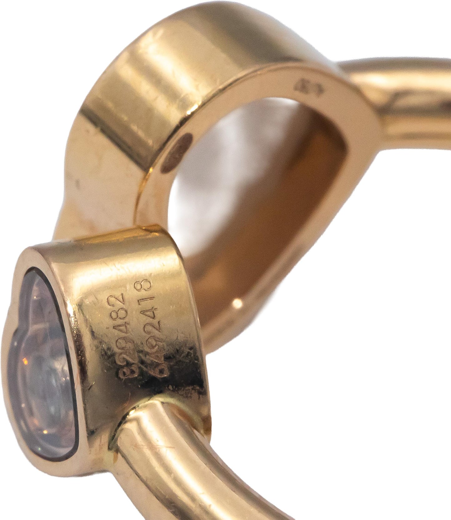 CHOPARD Happy Hearts 18k Rose Gold 0.04CT Diamond and Mother of Pearl Ring $2190