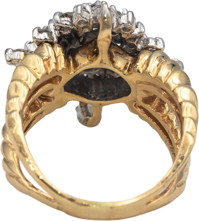 14k Yellow & White Gold 1.0CT Round Cut Diamond Cluster Ring Size 6.75