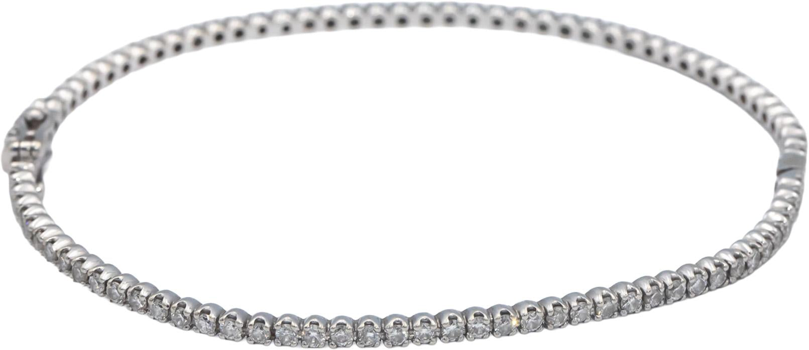 14k White Gold Jewelry 2.0CT Round Cut Diamond Bangle Bracelet