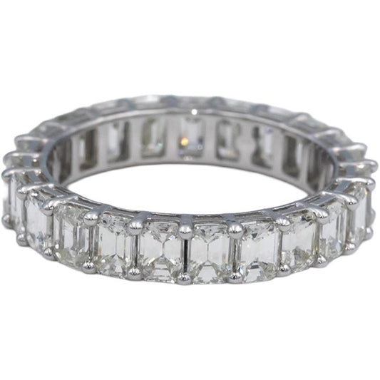 18k White Gold VS Emerald Cut Diamond Eternity Band Ring 4.25CT Size 6.5