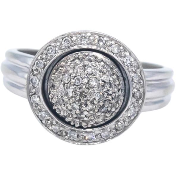 14k White Gold 0.25CT Round Cut Diamond Cluster Spinner Ring Size 5.25