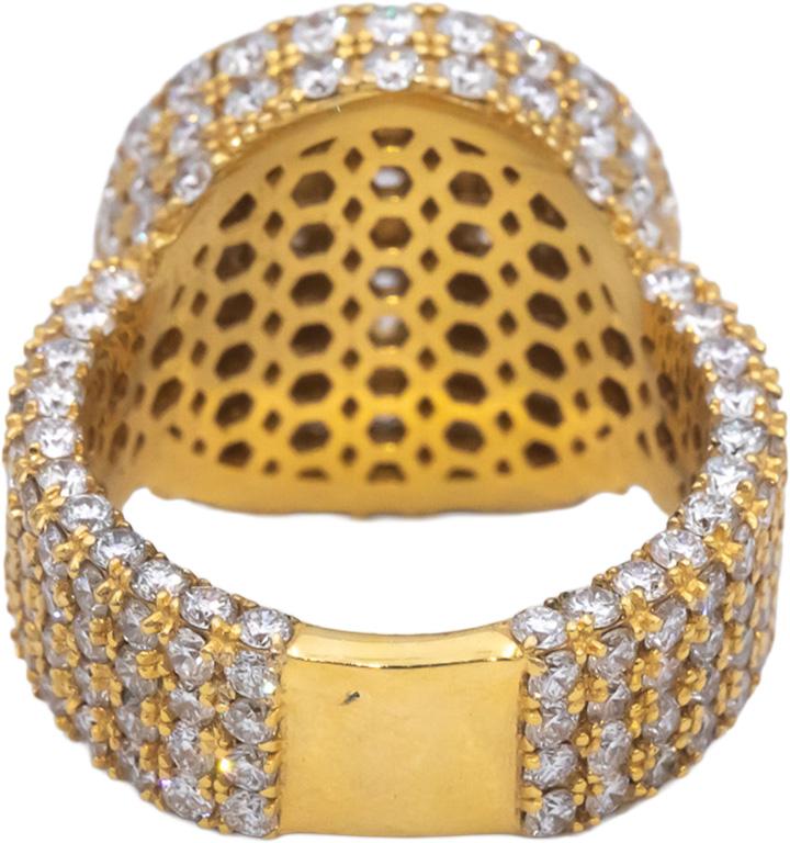 14k Yellow Gold Lab Grown Round Diamond Pave Cluster Ring 8.0CT Size 8.5