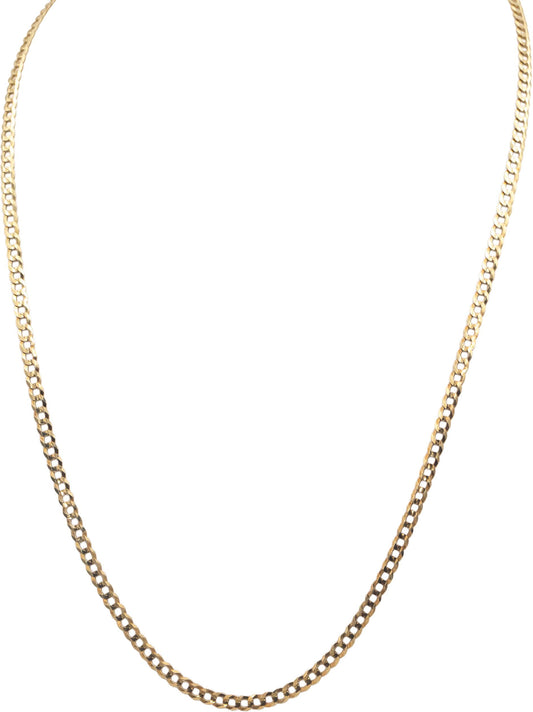 10k Yellow Gold Jewelry 20" Long/3.0mm Wide Curbed Cuban Link Chain Necklace