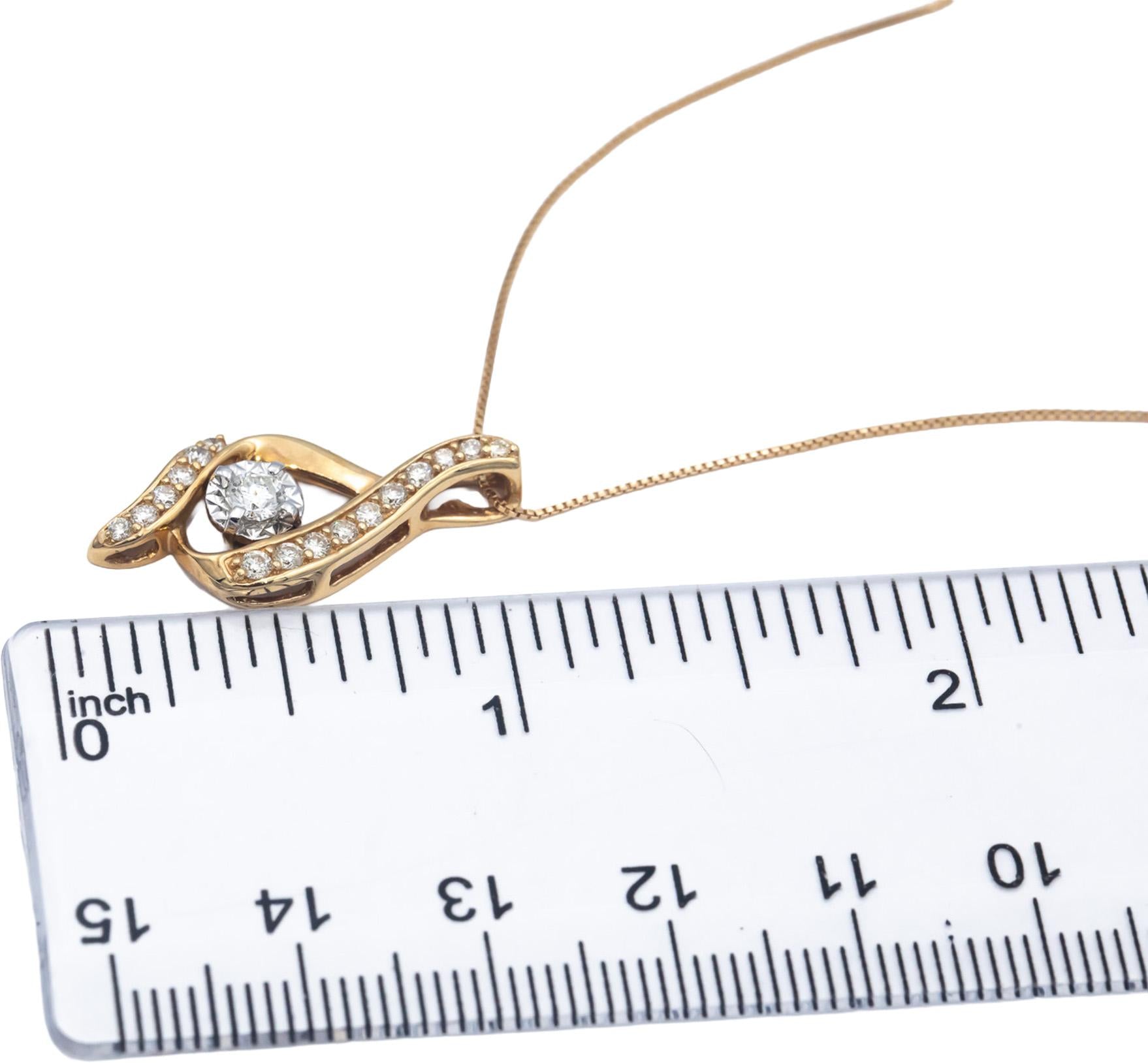 14k Yellow Gold Jewelry 0.37CT Round Cut Diamond Pendant Necklace