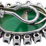 CGL Cert. 14k White Gold Jade Ruby Diamond Clip On Earrings 8.30CT $19300 Retail