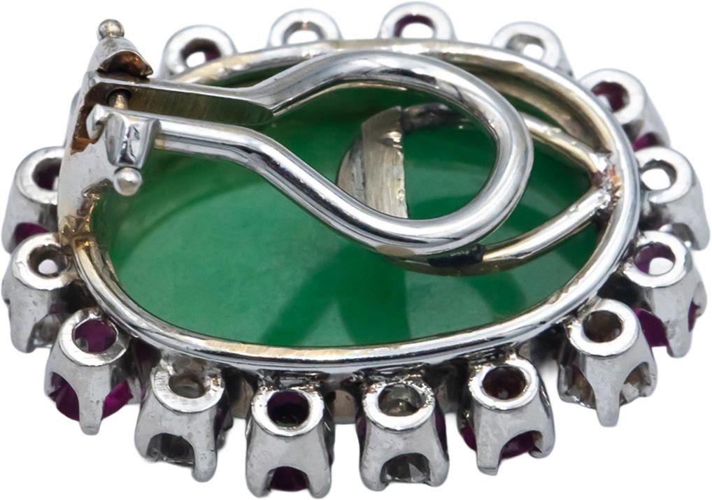 CGL Cert. 14k White Gold 8.30CT Jade Ruby Diamond Clip On Earrings $19300 Retail