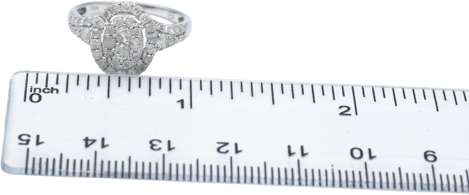 10k White Gold 0.75CT Round Cut Diamond Cluster Cocktail Ring Size 7