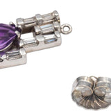 18k White Gold Diamond and Amethyst Drop Dangle Earrings 4.25CT