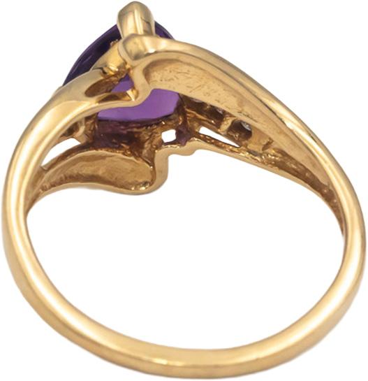 10k Yellow Gold 1.50CT Trillion Amethyst Round Diamond Cocktail Ring Size 5.5