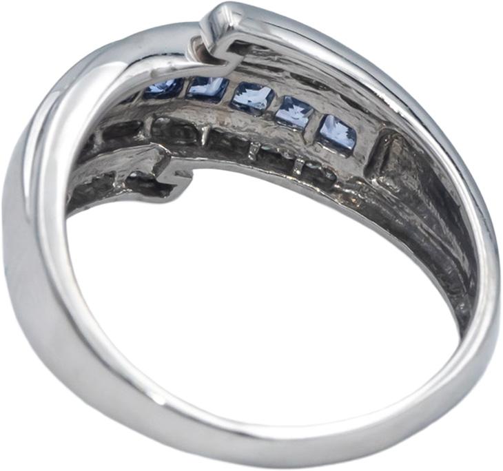 14k White Gold 1.0CT Diamond and Sapphire Channel Set Band Ring Size 8.5