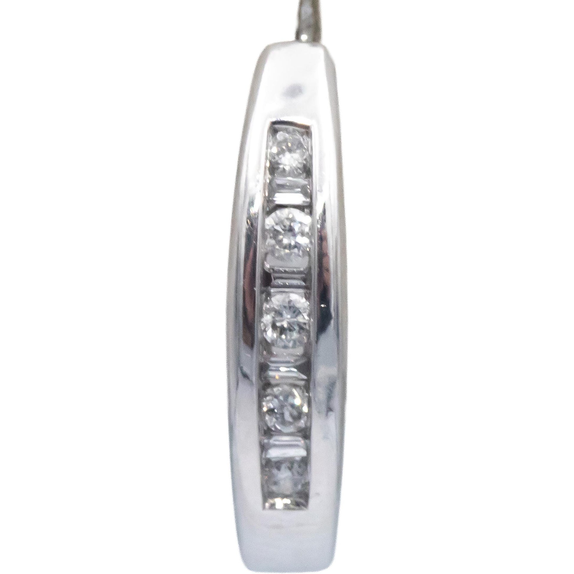 14k White Gold Jewelry 0.25CT Round Cut Channel Set Diamond Hoop Huggie Earrings