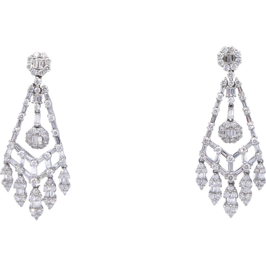 18k & 14k White Gold Estate Jewelry VS Diamond Chandelier Dangle Earrings 4.0CT