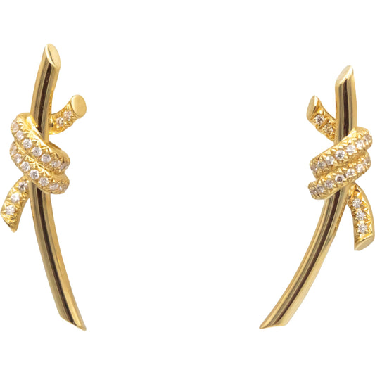 TIFFANY & CO. 18k Gold 0.09CT VS Diamond Tiffany Knot Earrings $4000 Retail