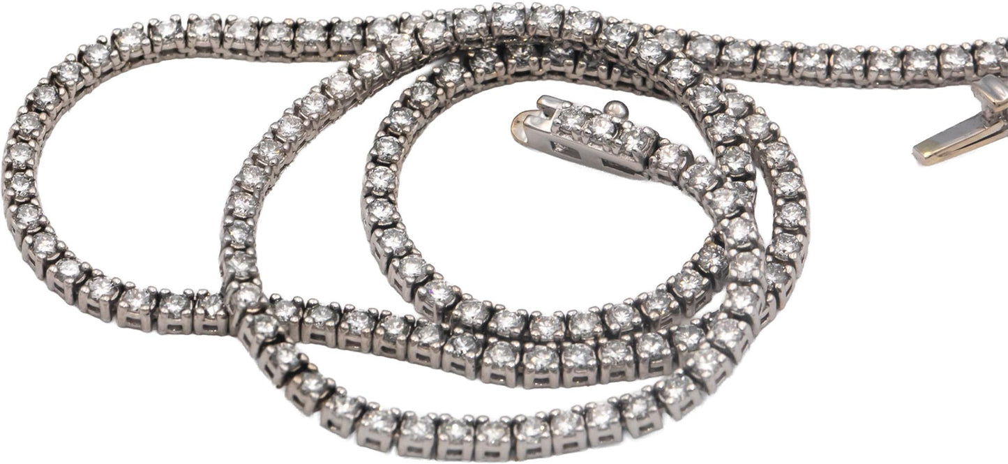 14k White Gold VS1-VS2 Lab Grown Round Cut Diamond Tennis Necklace 6.0CT
