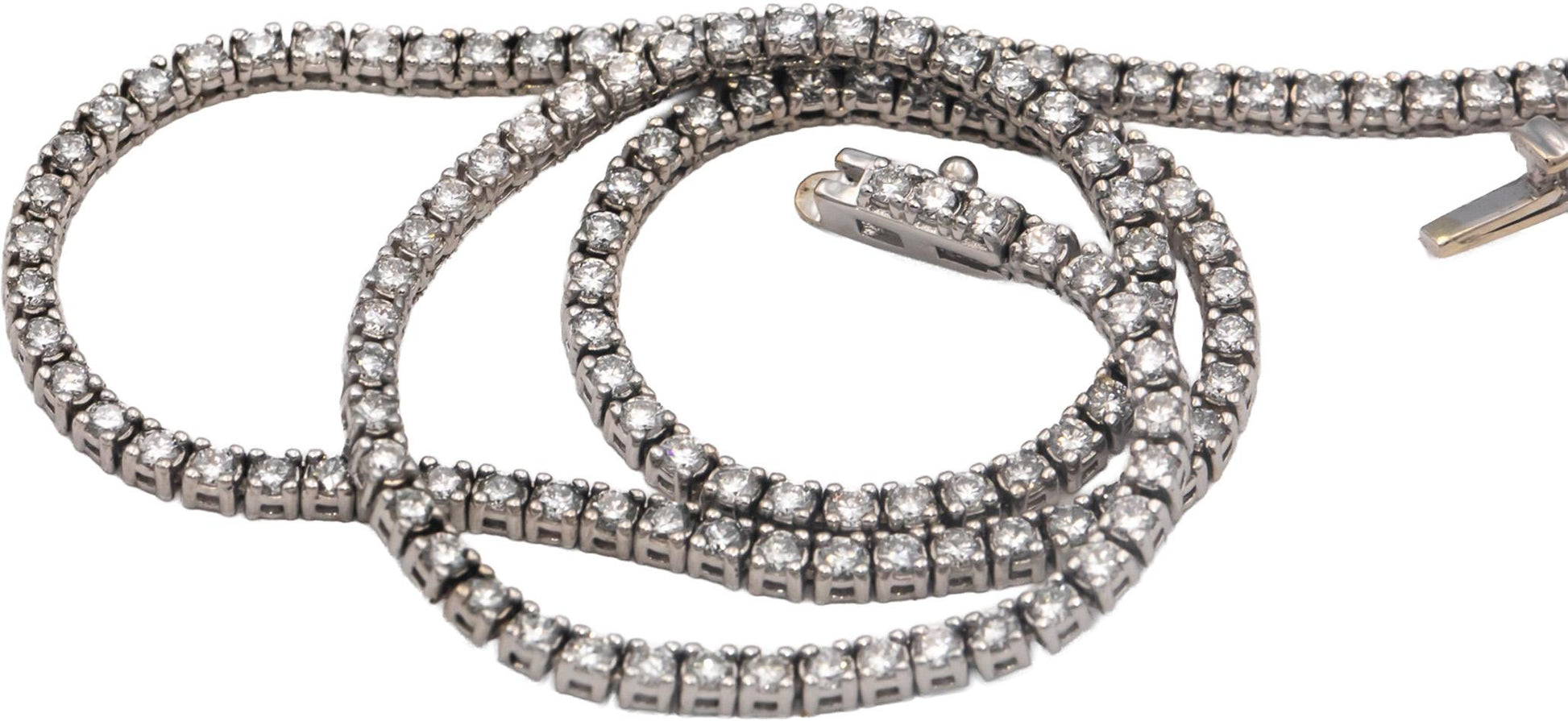 14k White Gold VS1-VS2 Lab Grown Round Cut Diamond Tennis Necklace 6.0CT