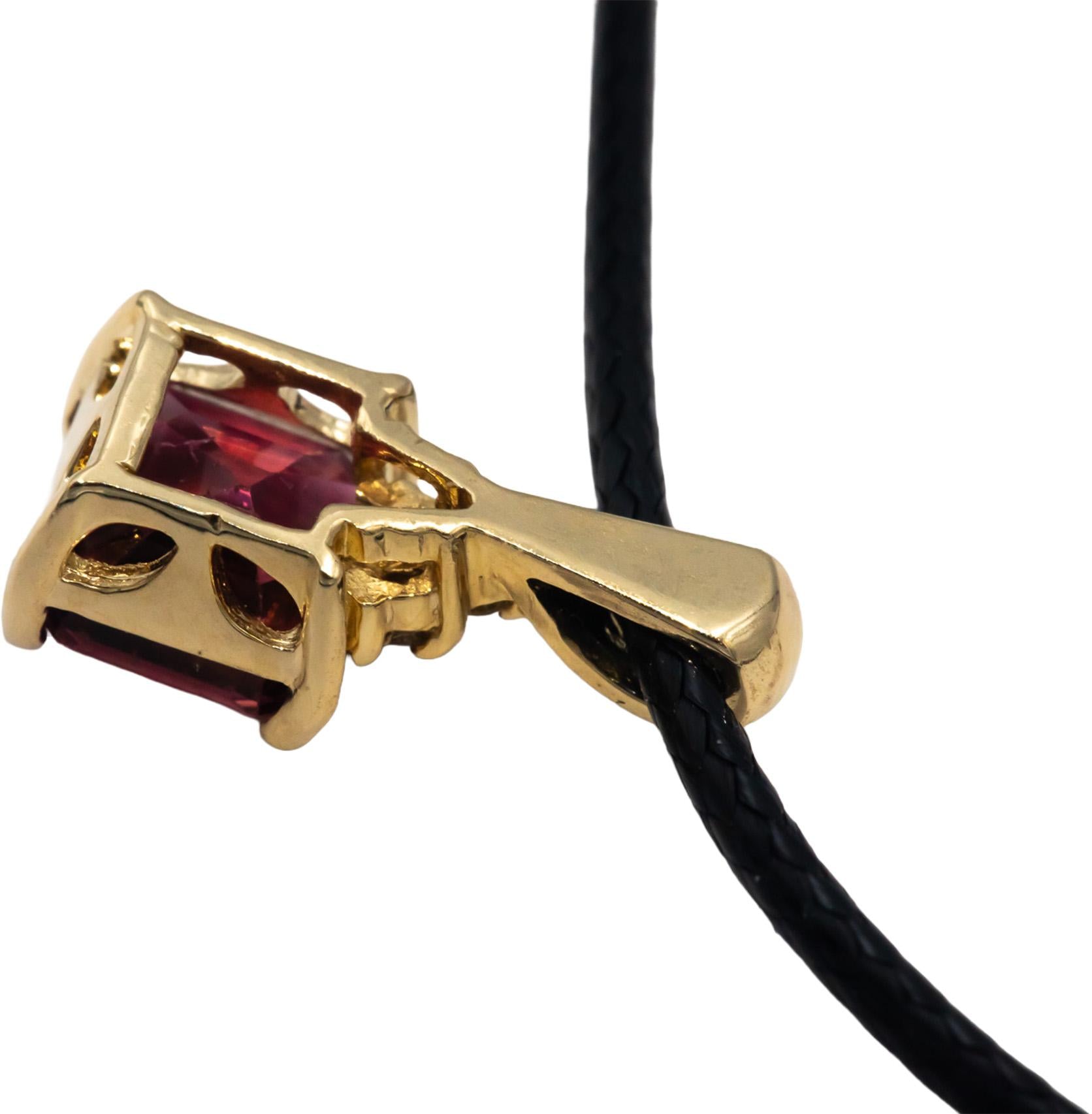 14k Yellow Gold Diamond and Pink Tourmaline Pendant Necklace 1.80CT